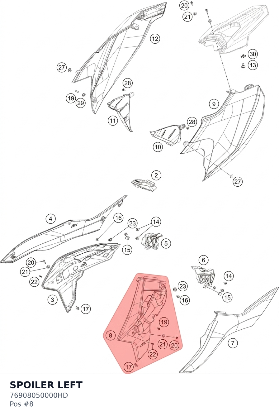 Diagram preview: SPOILER LEFT (76908050000HD)