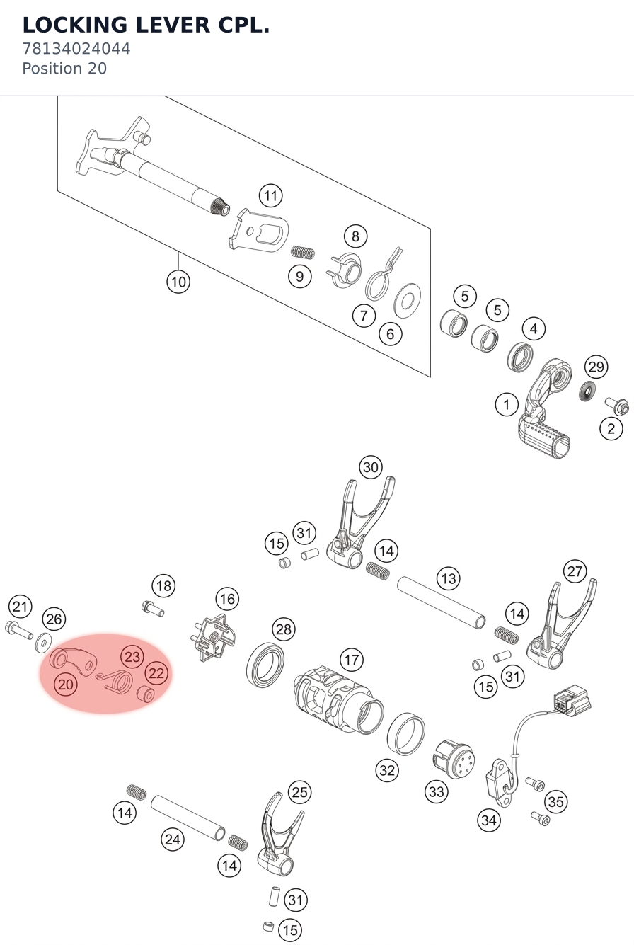 Diagram preview: LOCKING LEVER CPL. (78134024044)