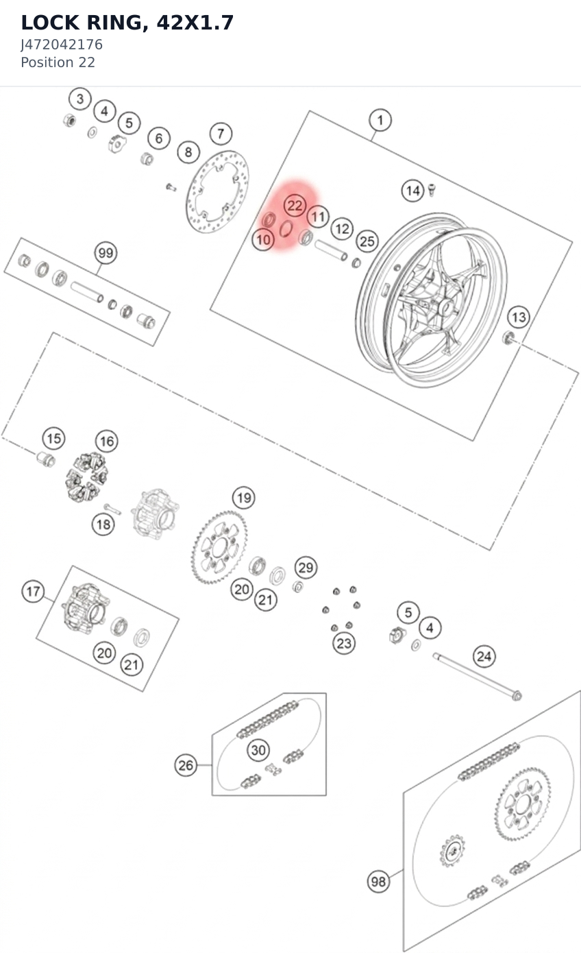 Diagram preview: LOCK RING, 42X1.7 (J472042176)