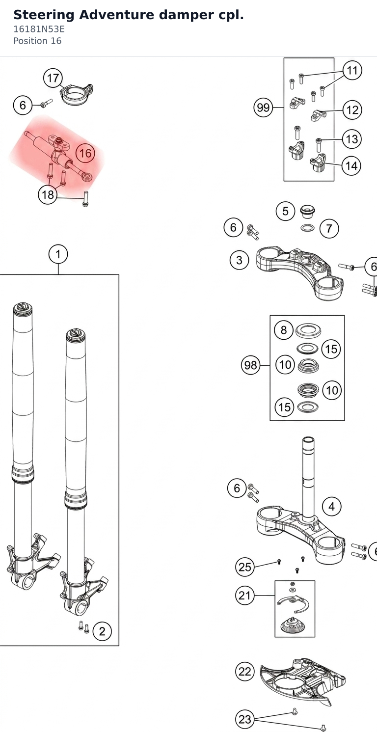 Diagram preview: Steering Adventure damper cpl. (16181N53E)