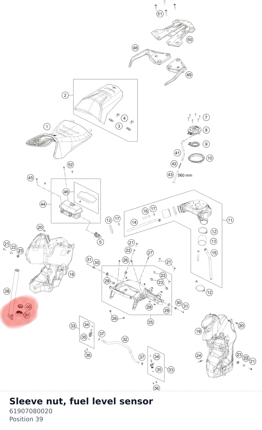 Diagram preview: Sleeve nut, fuel level sensor (61907080020)
