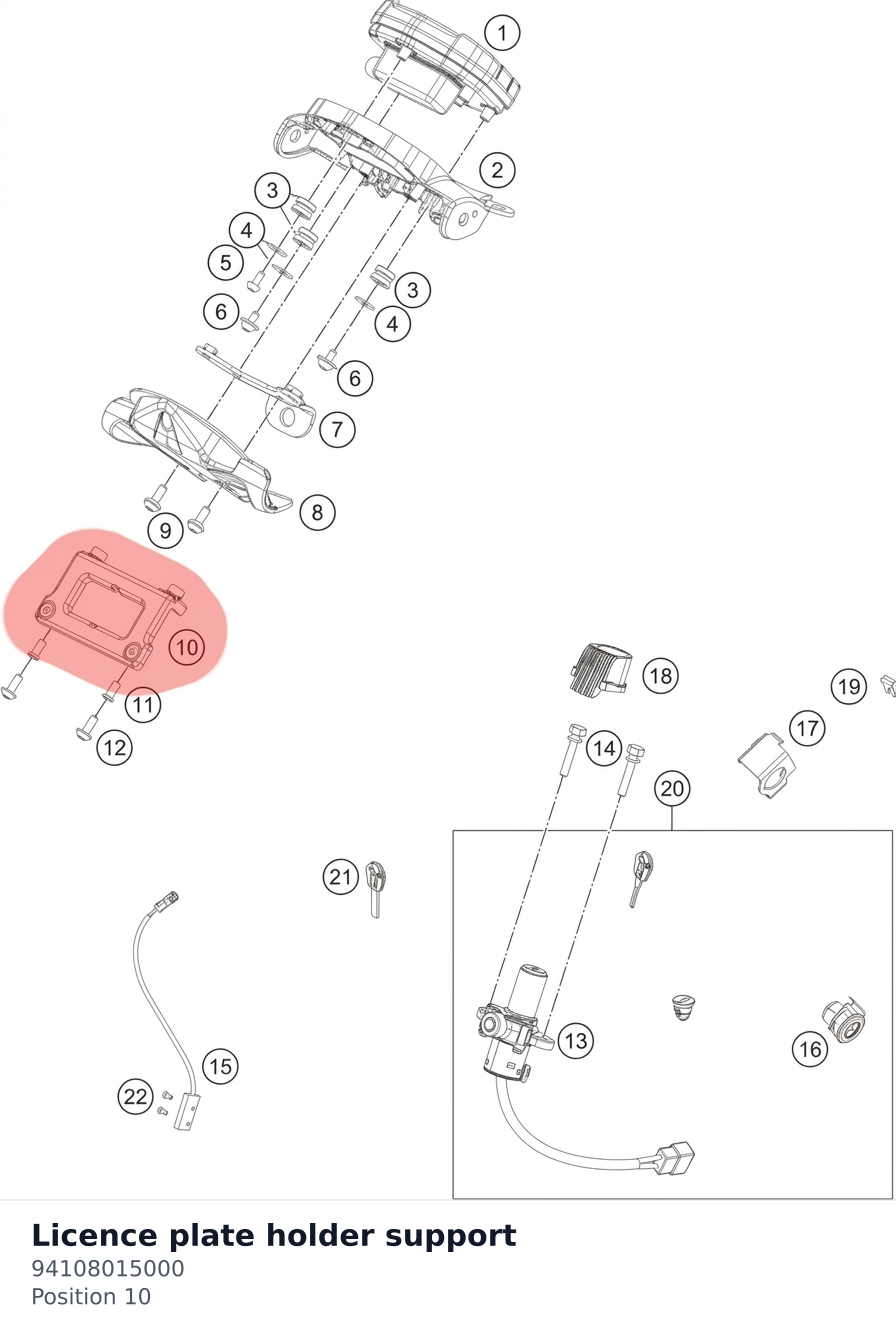 Diagram preview: Licence plate holder support (94108015000)