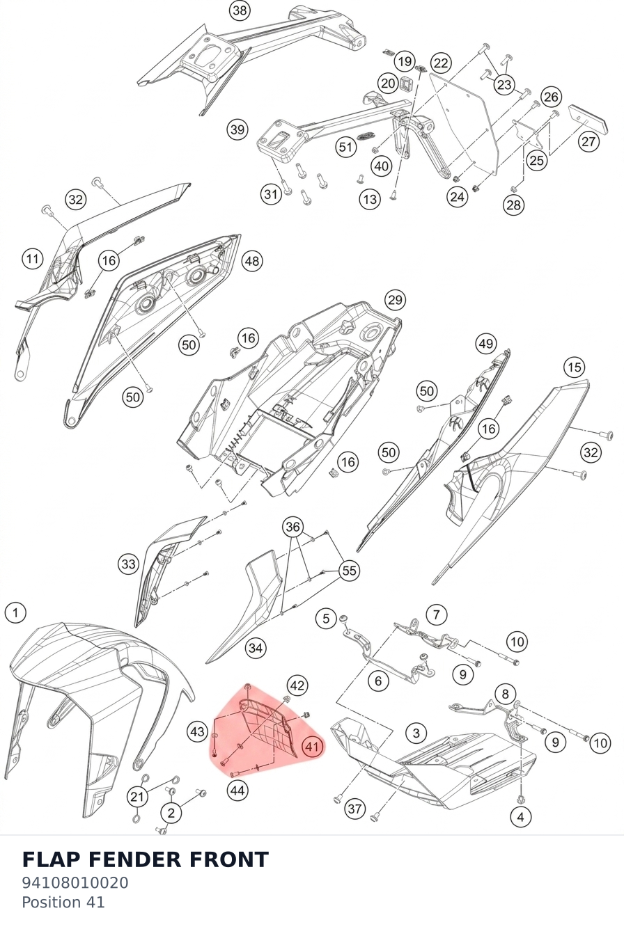 Diagram preview: FLAP FENDER FRONT (94108010020)