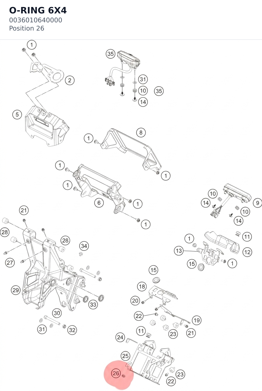 Diagram preview: O-RING 6X4 (0036010640000)