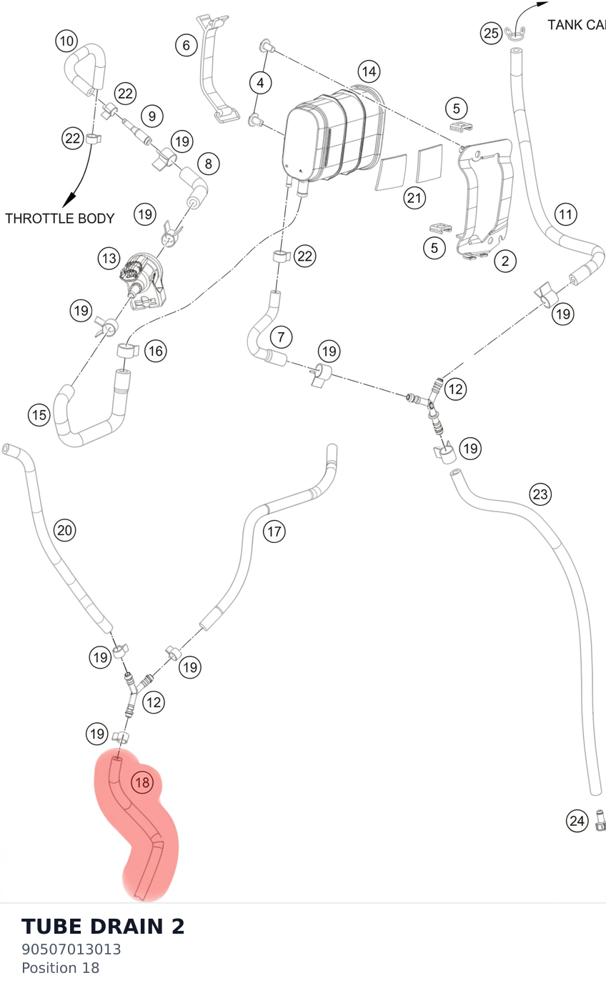Diagram preview: TUBE DRAIN 2 (90507013013)