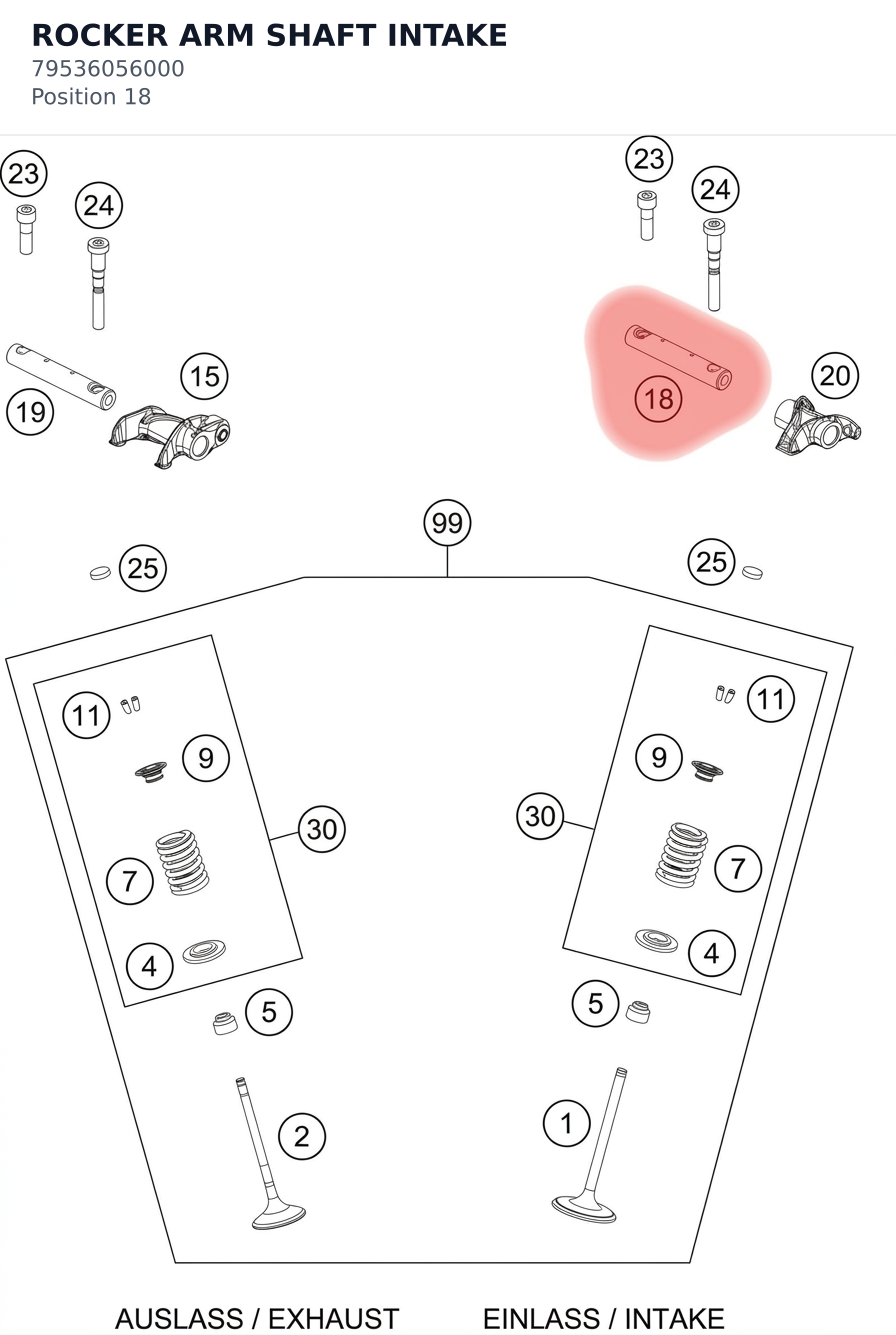 Diagram preview: ROCKER ARM SHAFT INTAKE (79536056000)