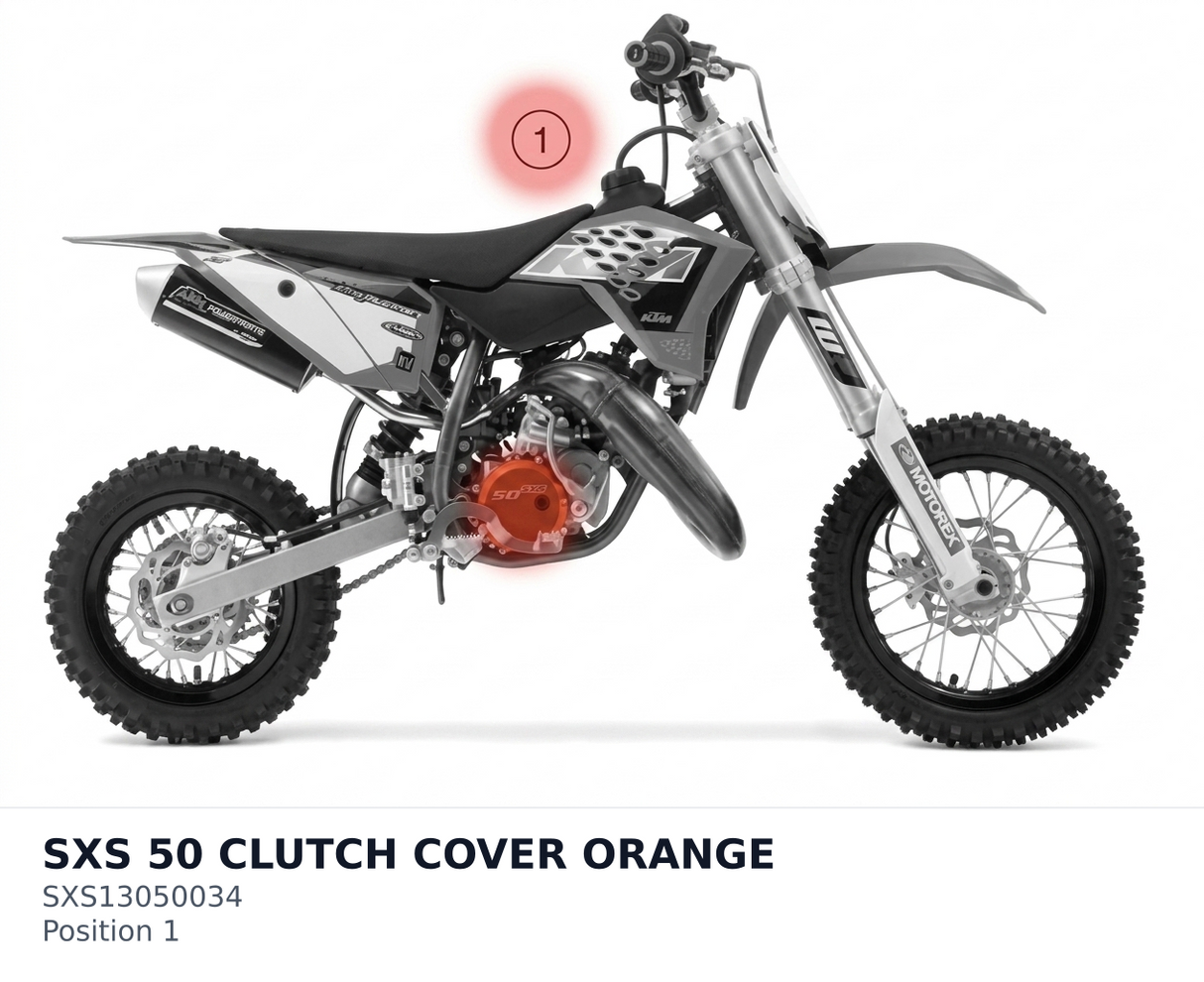 Diagram preview: SXS 50 CLUTCH COVER ORANGE (SXS13050034)