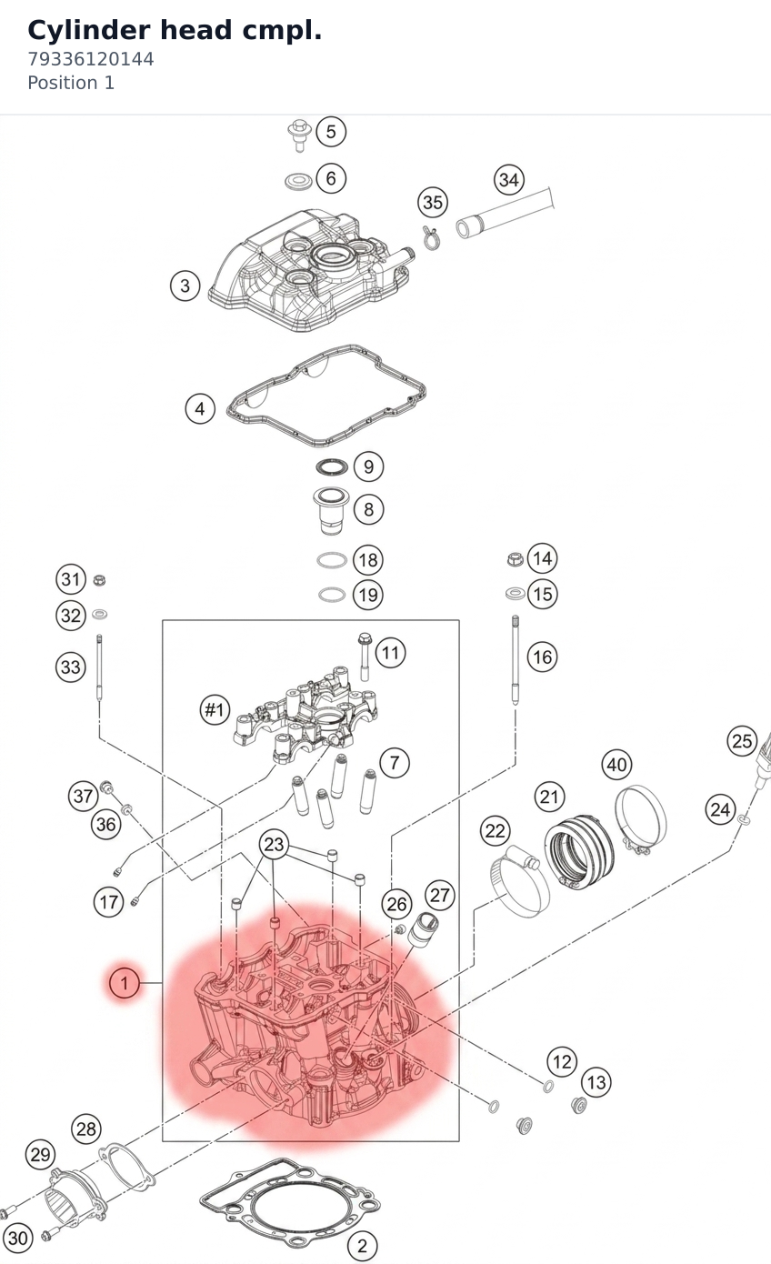 Diagram preview: Cylinder head cmpl. (79336120144)