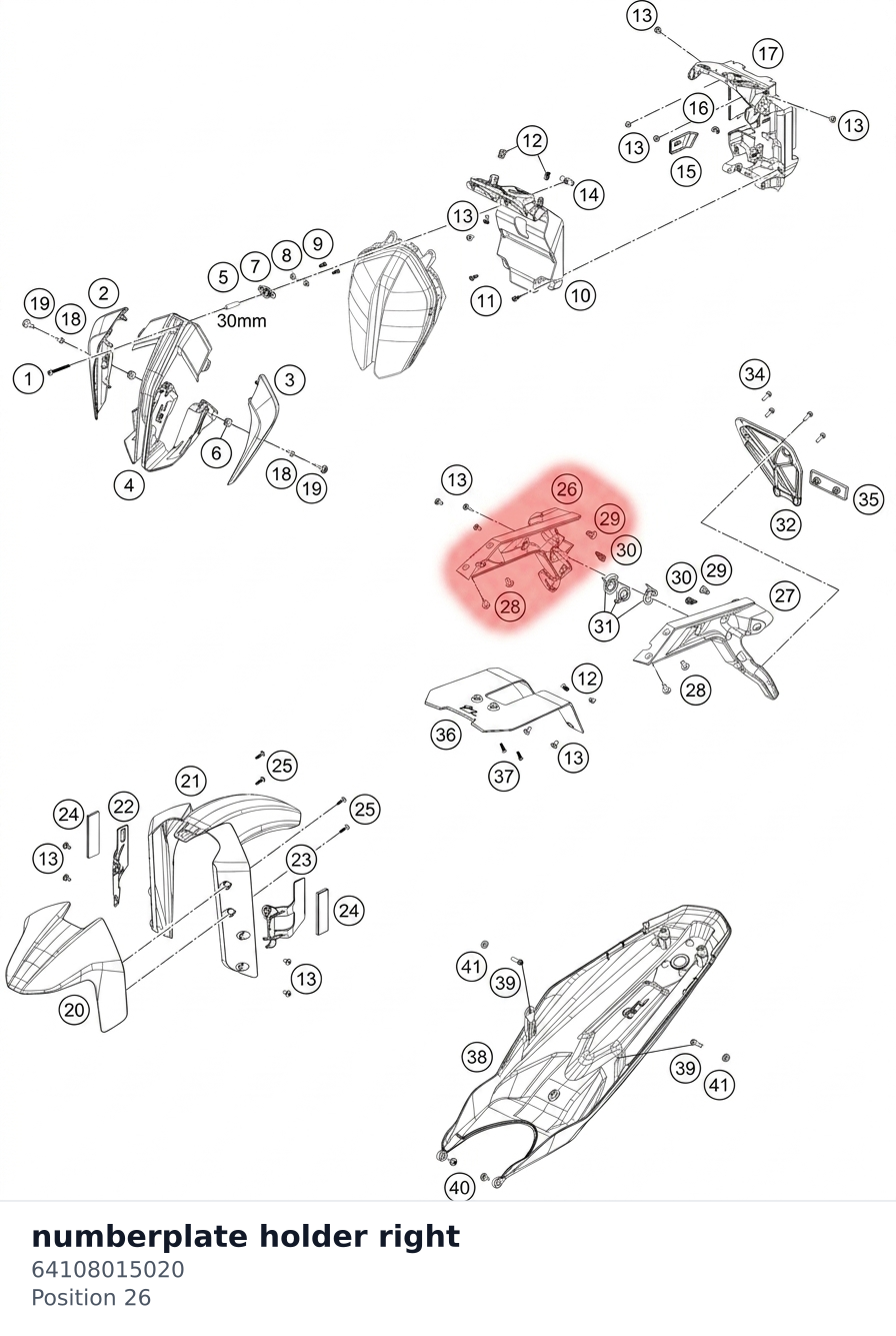 Diagram preview: numberplate holder right (64108015020)