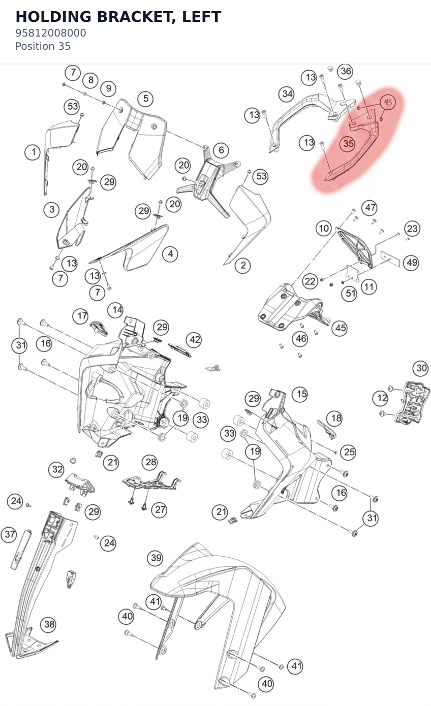 Diagram preview: HOLDING BRACKET, LEFT (95812008000)