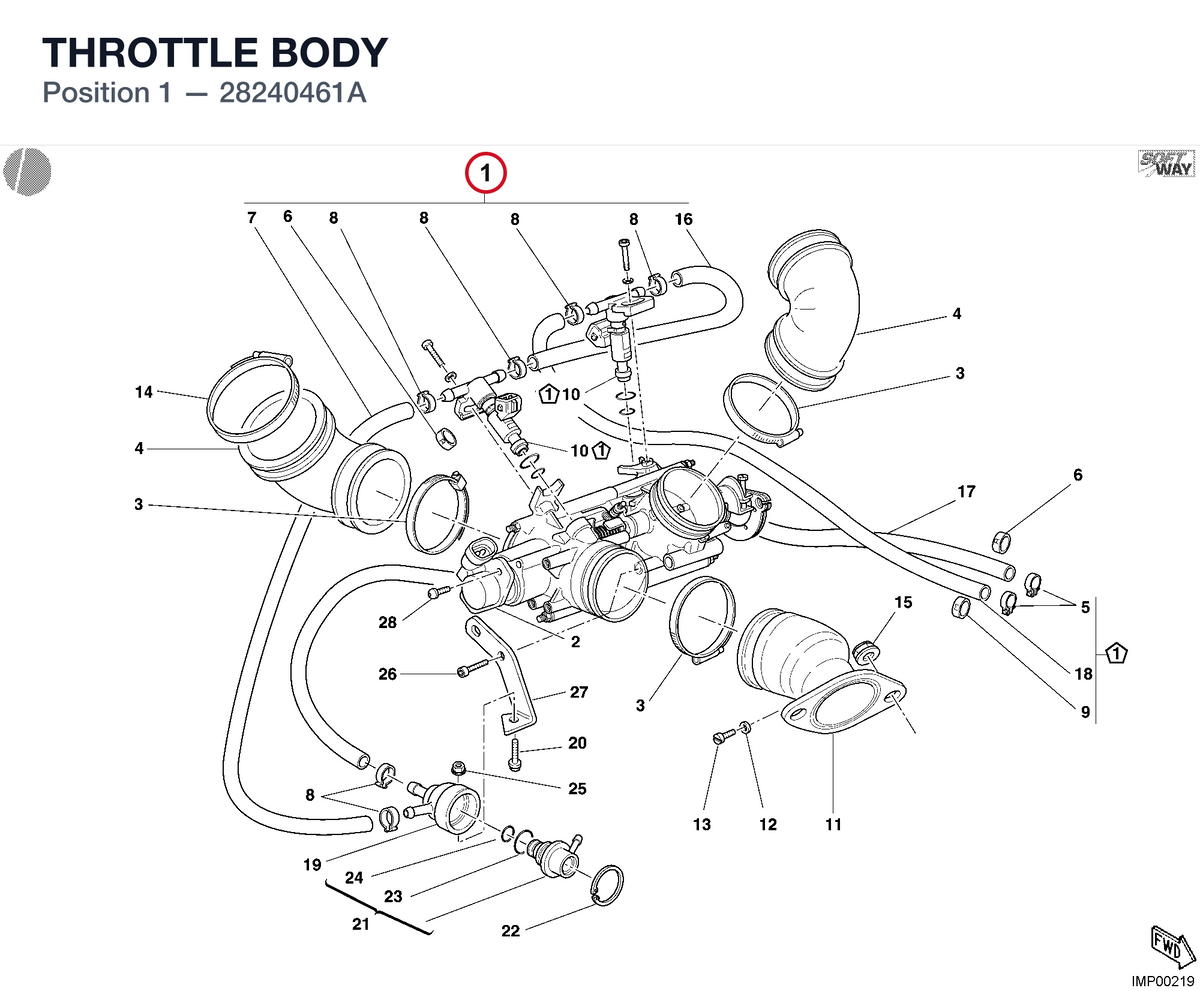 THROTTLE BODY 28240461A diagram position