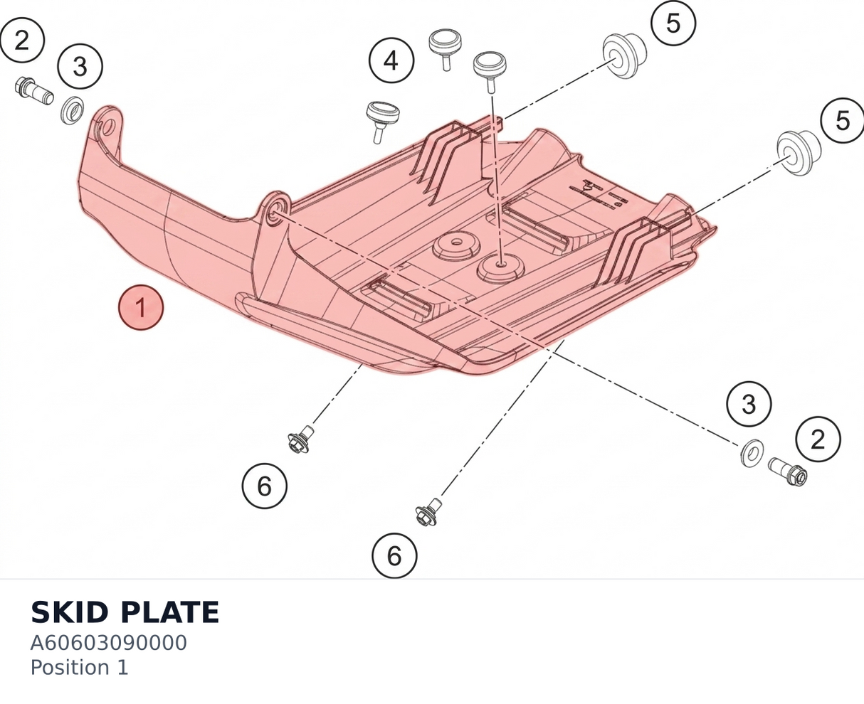 Diagram preview: SKID PLATE (A60603090000)