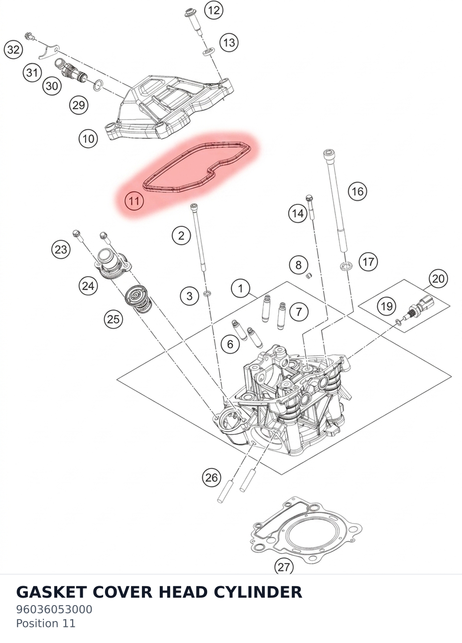 Diagram preview: GASKET COVER HEAD CYLINDER (96036053000)