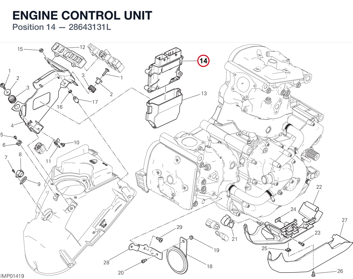 ENGINE CONTROL UNIT 28643131L diagram position