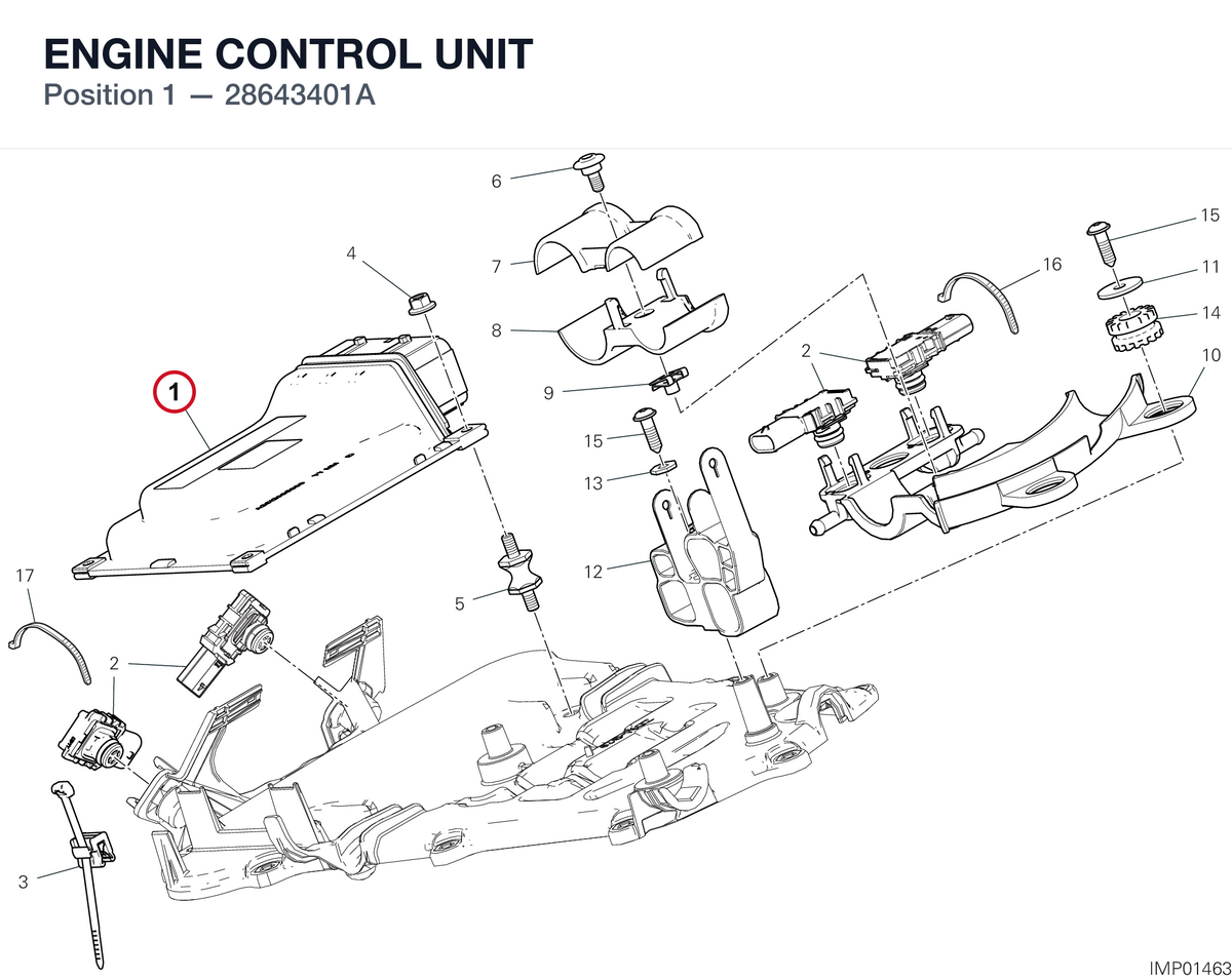 ENGINE CONTROL UNIT 28643401A diagram position