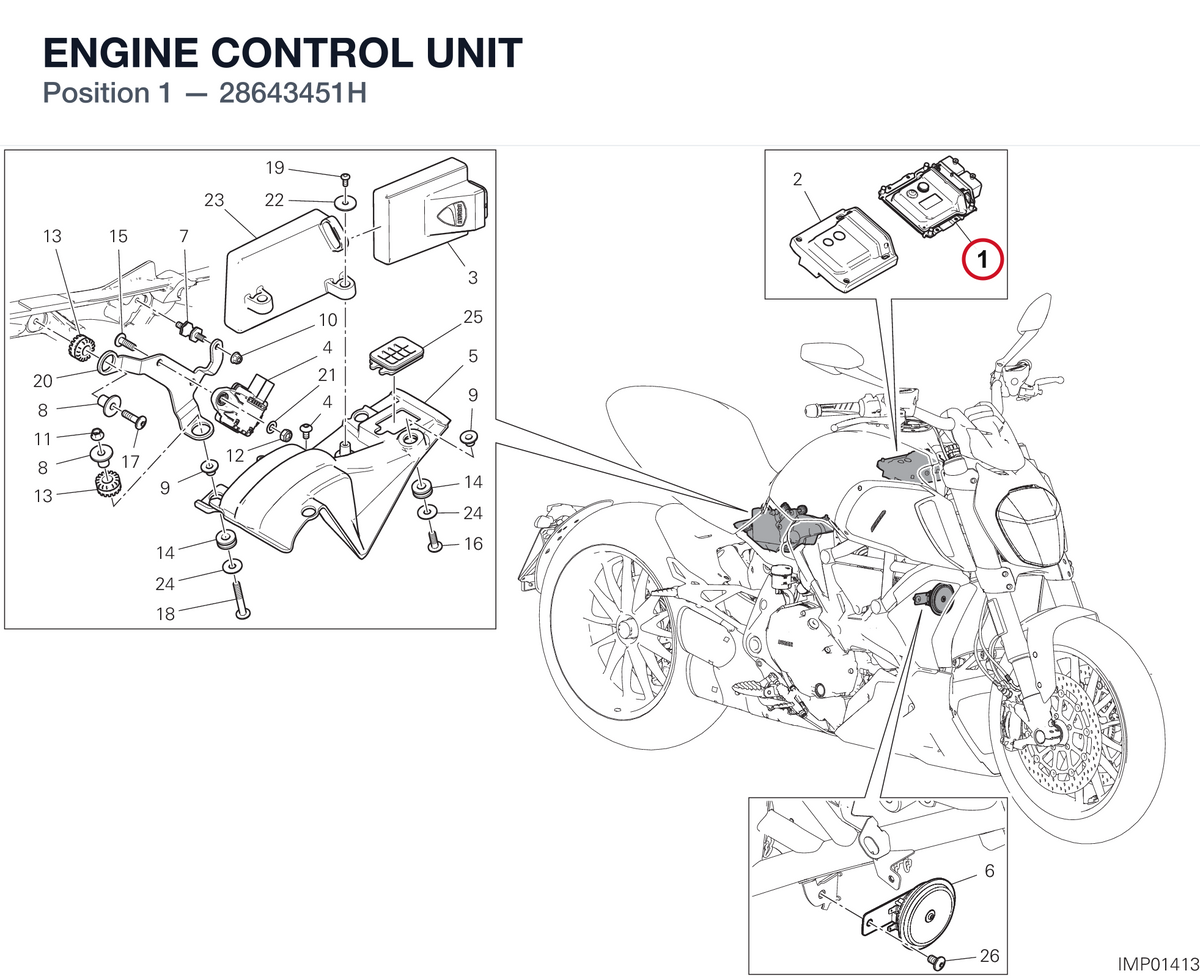 ENGINE CONTROL UNIT 28643451H diagram position