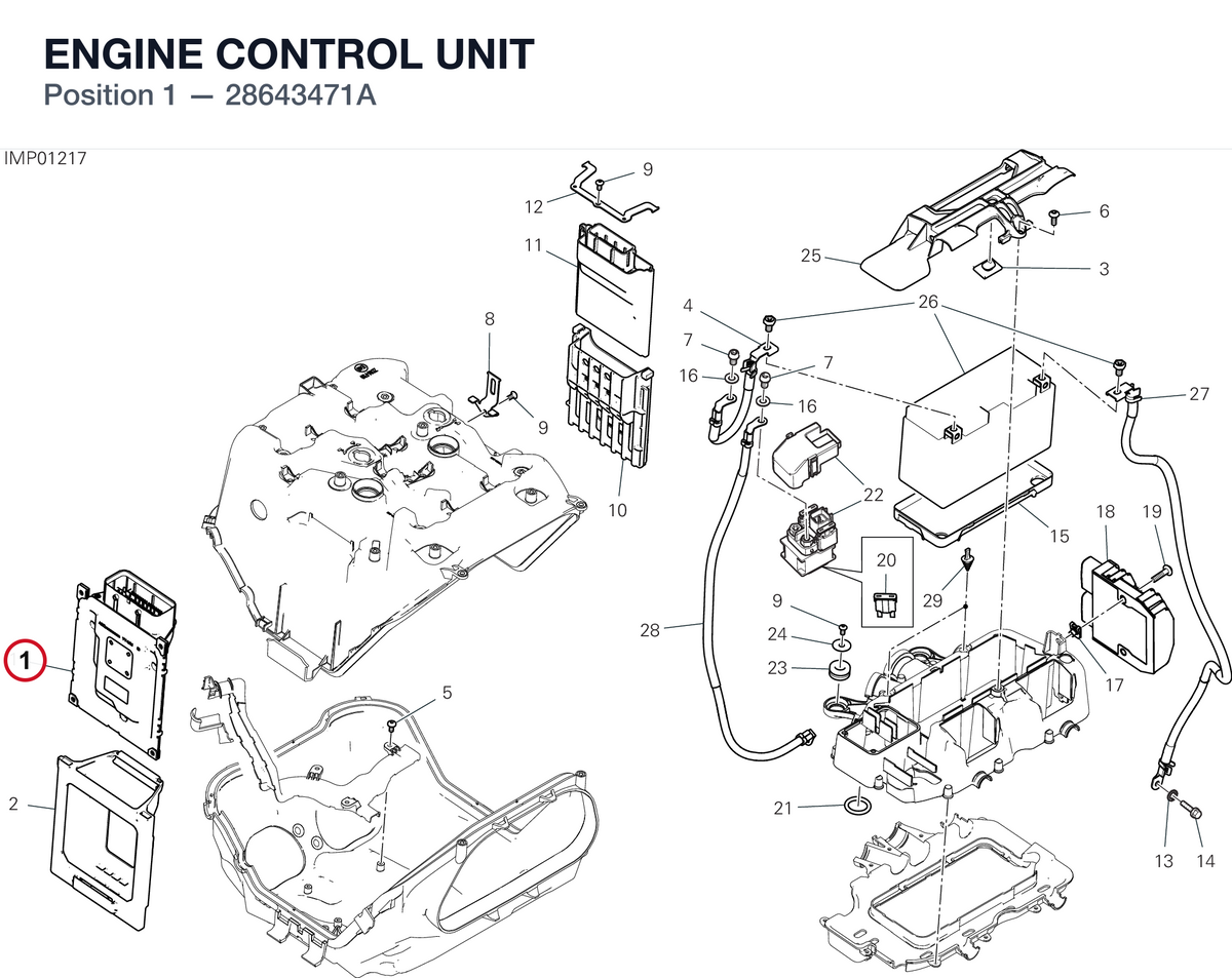 ENGINE CONTROL UNIT 28643471A diagram position
