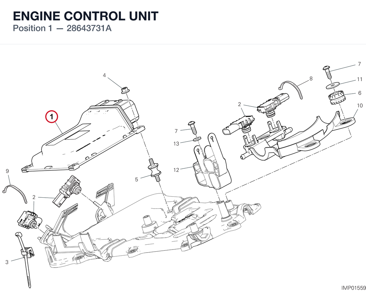 ENGINE CONTROL UNIT 28643731A diagram position