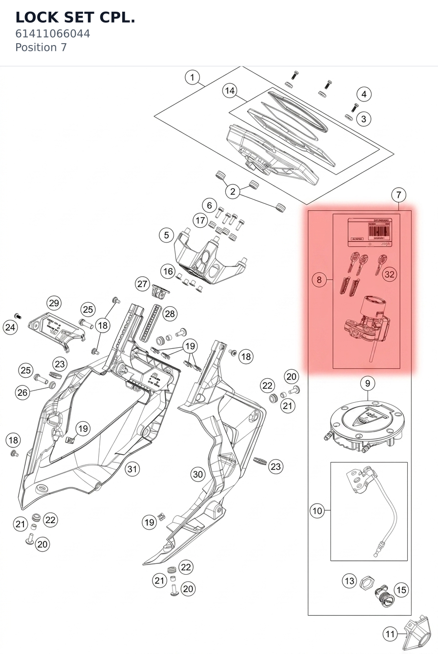Diagram preview: LOCK SET CPL. (61411066044)