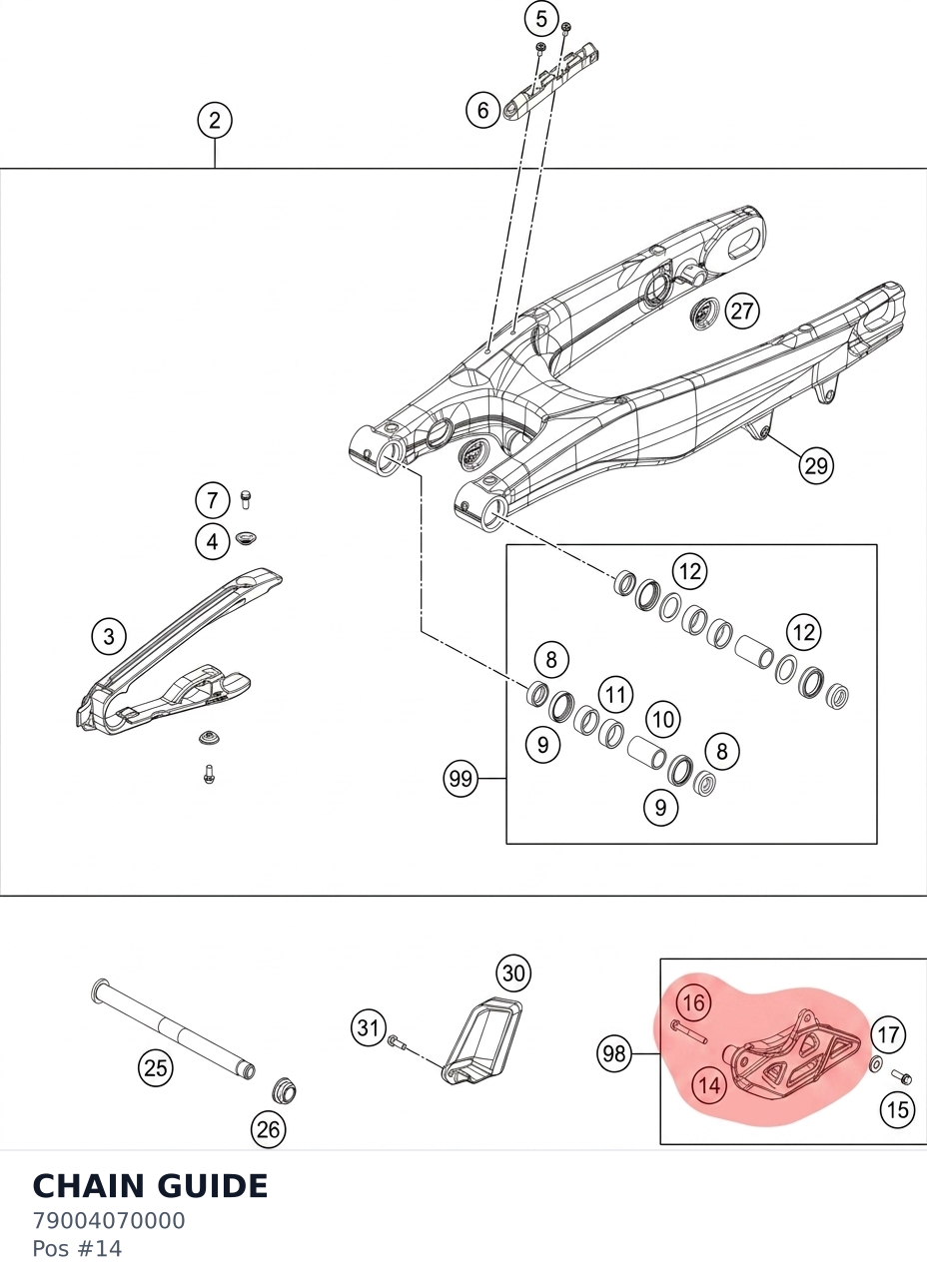 Diagram preview: CHAIN GUIDE (79004070000)