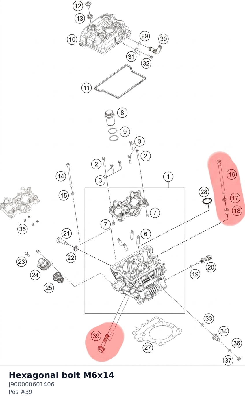 Diagram preview: Hexagonal bolt M6x14 (J900000601406)