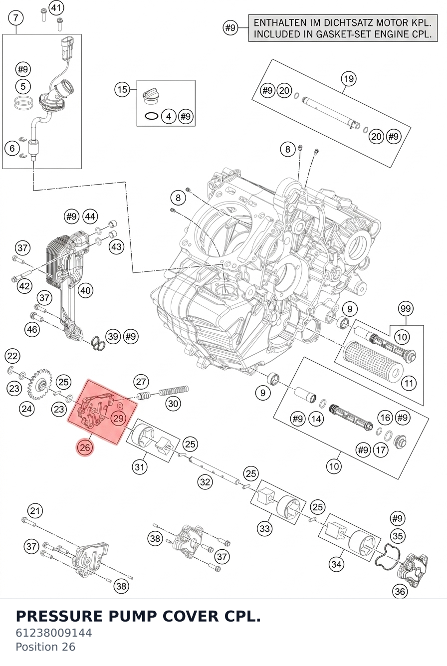 Diagram preview: PRESSURE PUMP COVER CPL. (61238009144)