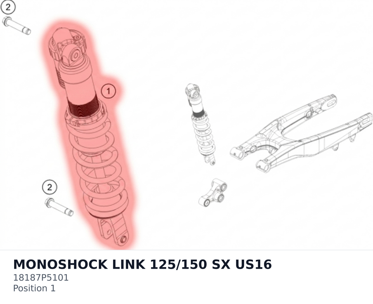 Diagram preview: MONOSHOCK LINK 125/150 SX US16 (18187P5101)