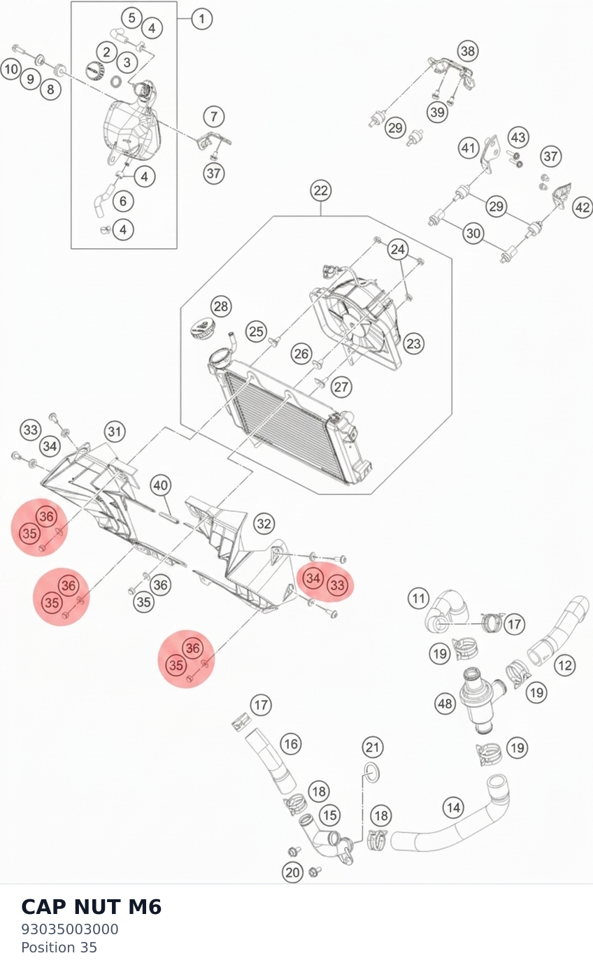 Diagram preview: CAP NUT M6 (93035003000)