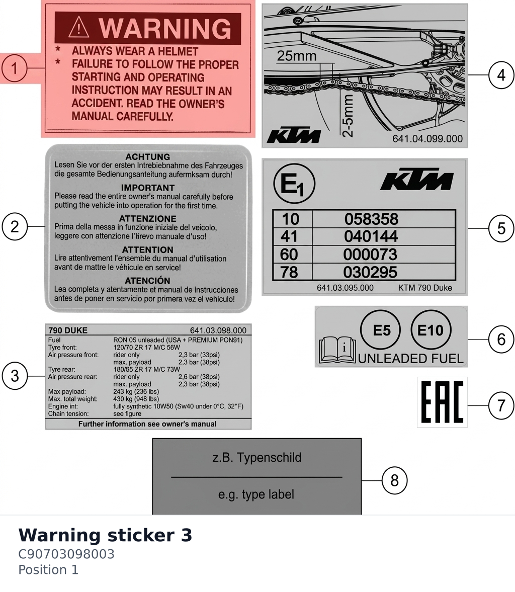 Diagram preview: Warning sticker 3 (C90703098003)