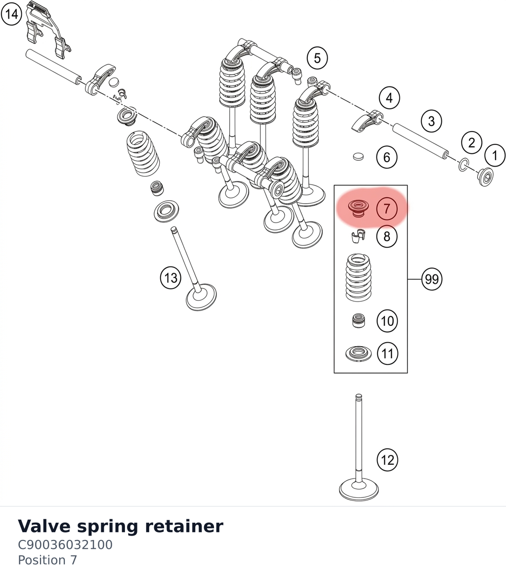 Diagram preview: Valve spring retainer (C90036032100)
