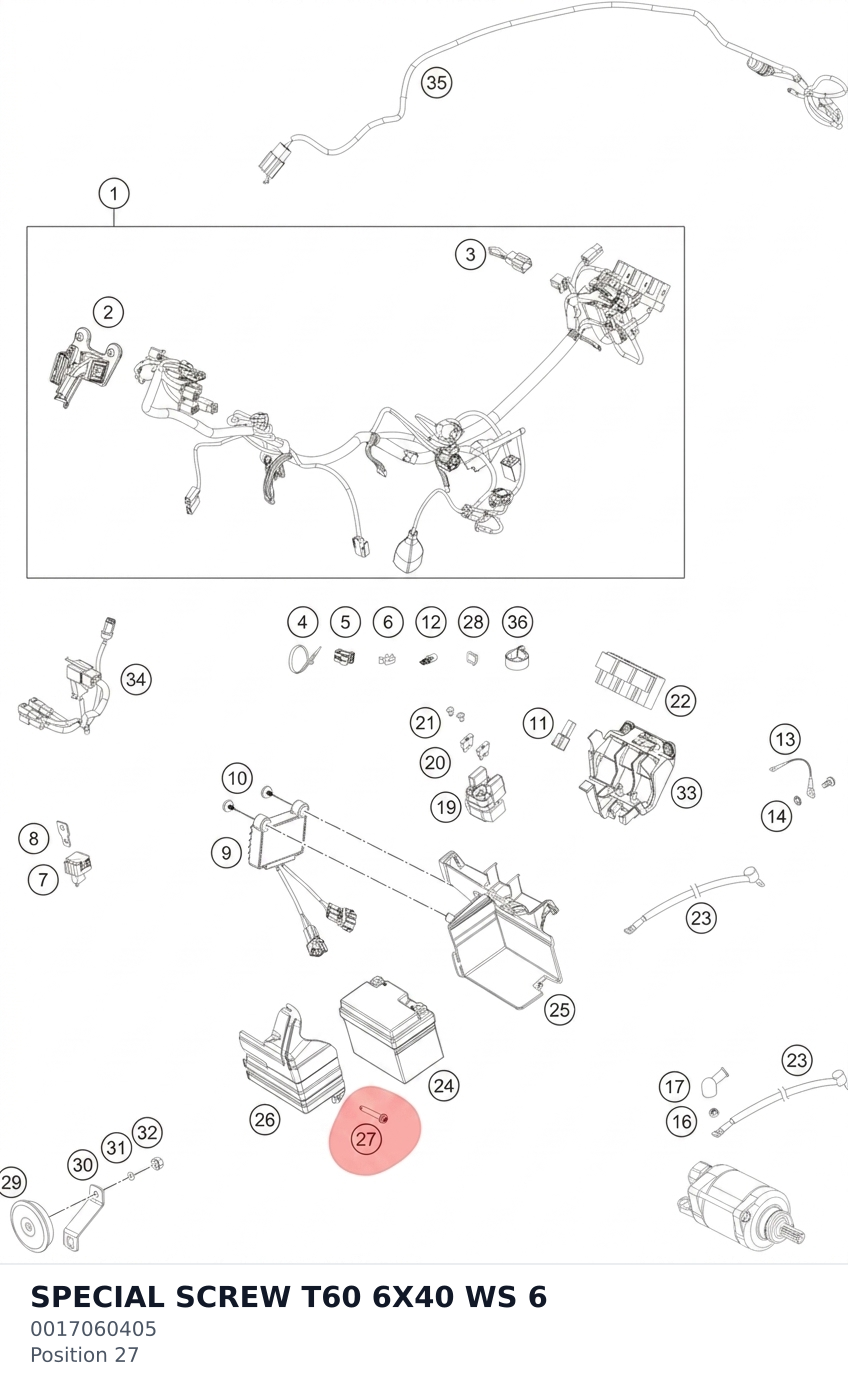 Diagram preview: SPECIAL SCREW T60 6X40 WS 6 (0017060405)