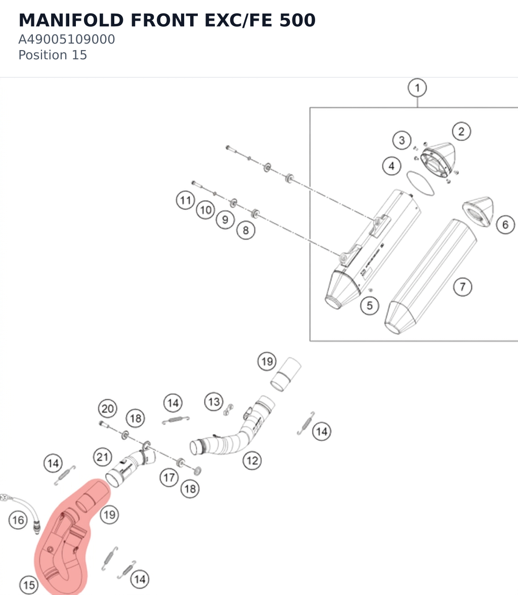 Diagram preview: MANIFOLD FRONT EXC/FE 500 (A49005109000)