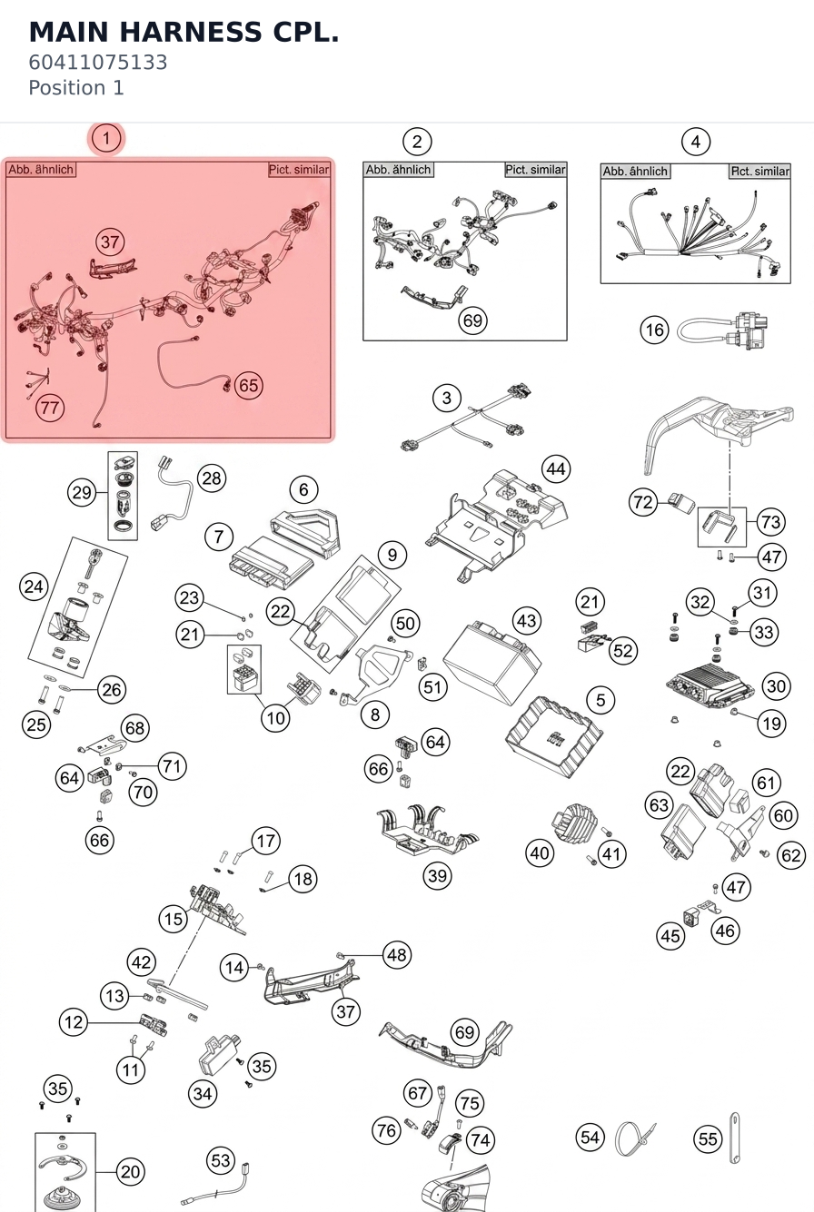 Diagram preview: MAIN HARNESS CPL. (60411075133)