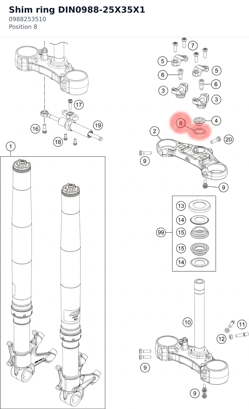 Diagram preview: Shim ring DIN0988-25X35X1 (0988253510)