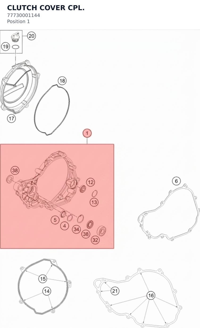 Diagram preview: CLUTCH COVER CPL. (77730001144)