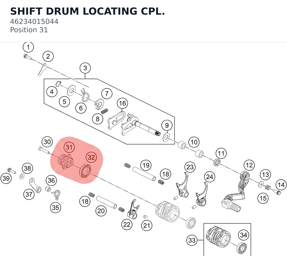 Diagram preview: SHIFT DRUM LOCATING CPL. (46234015044)