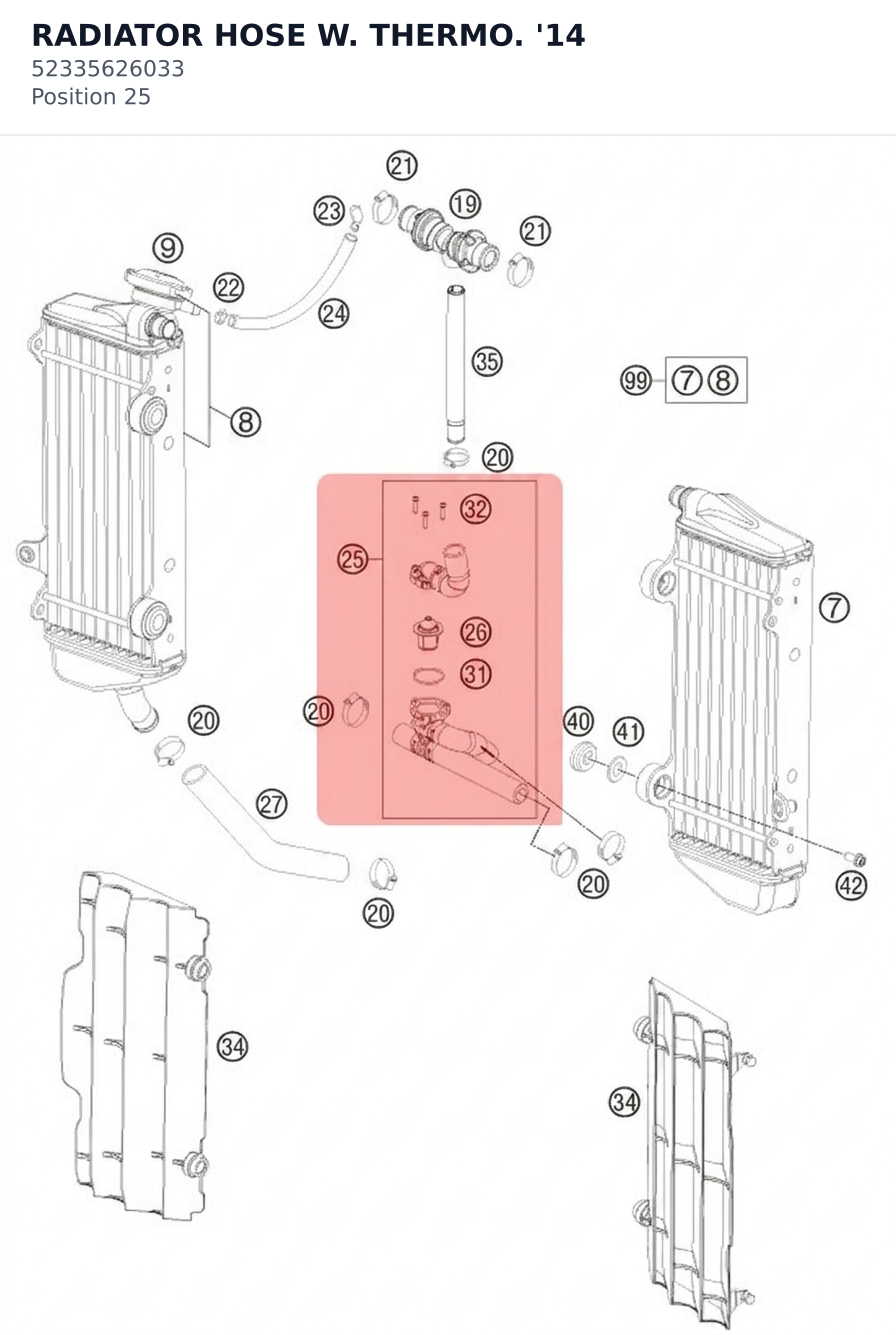 Diagram preview: RADIATOR HOSE W. THERMO. '14 (52335626033)