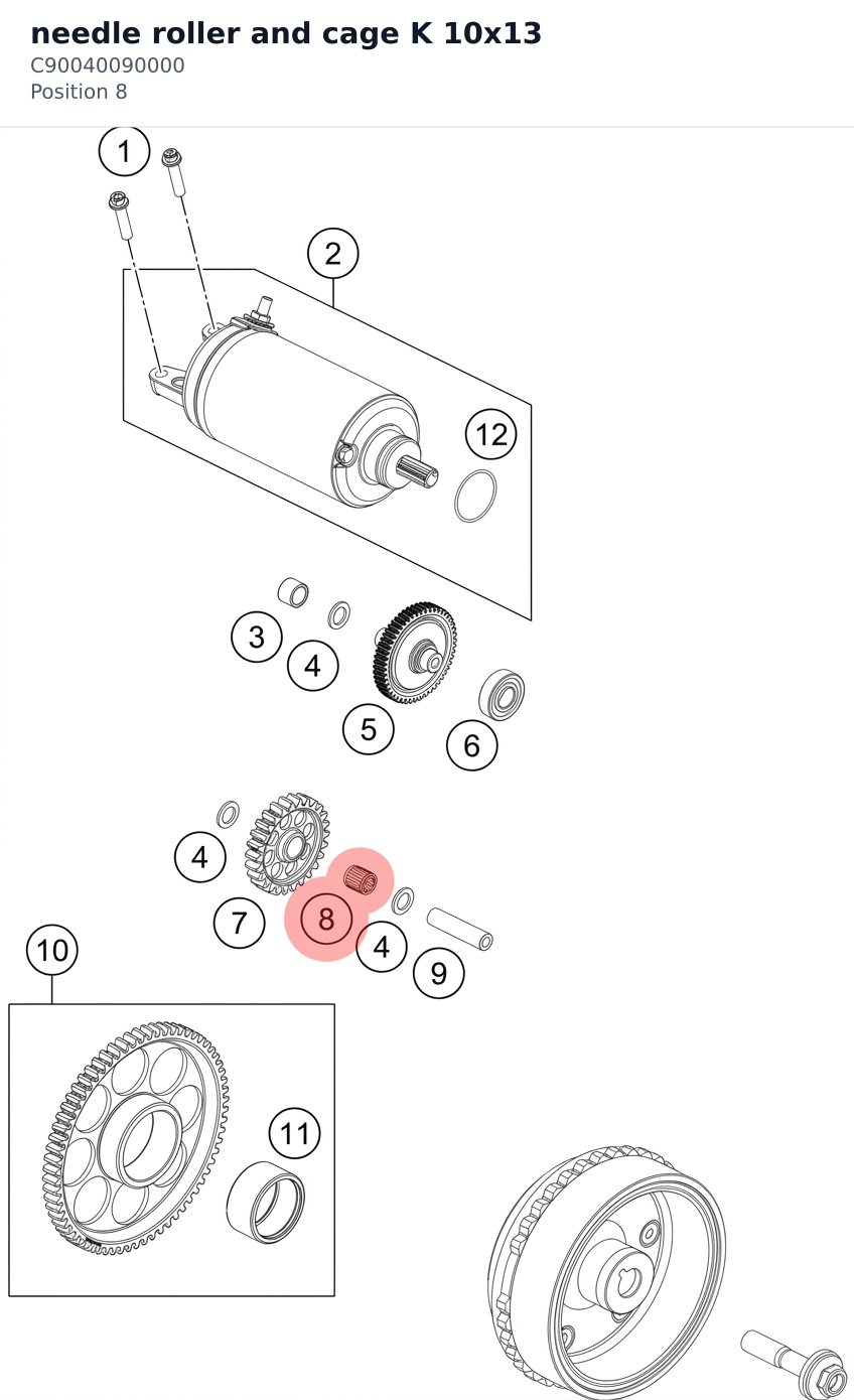 Diagram preview: needle roller and cage K 10x13 (C90040090000)