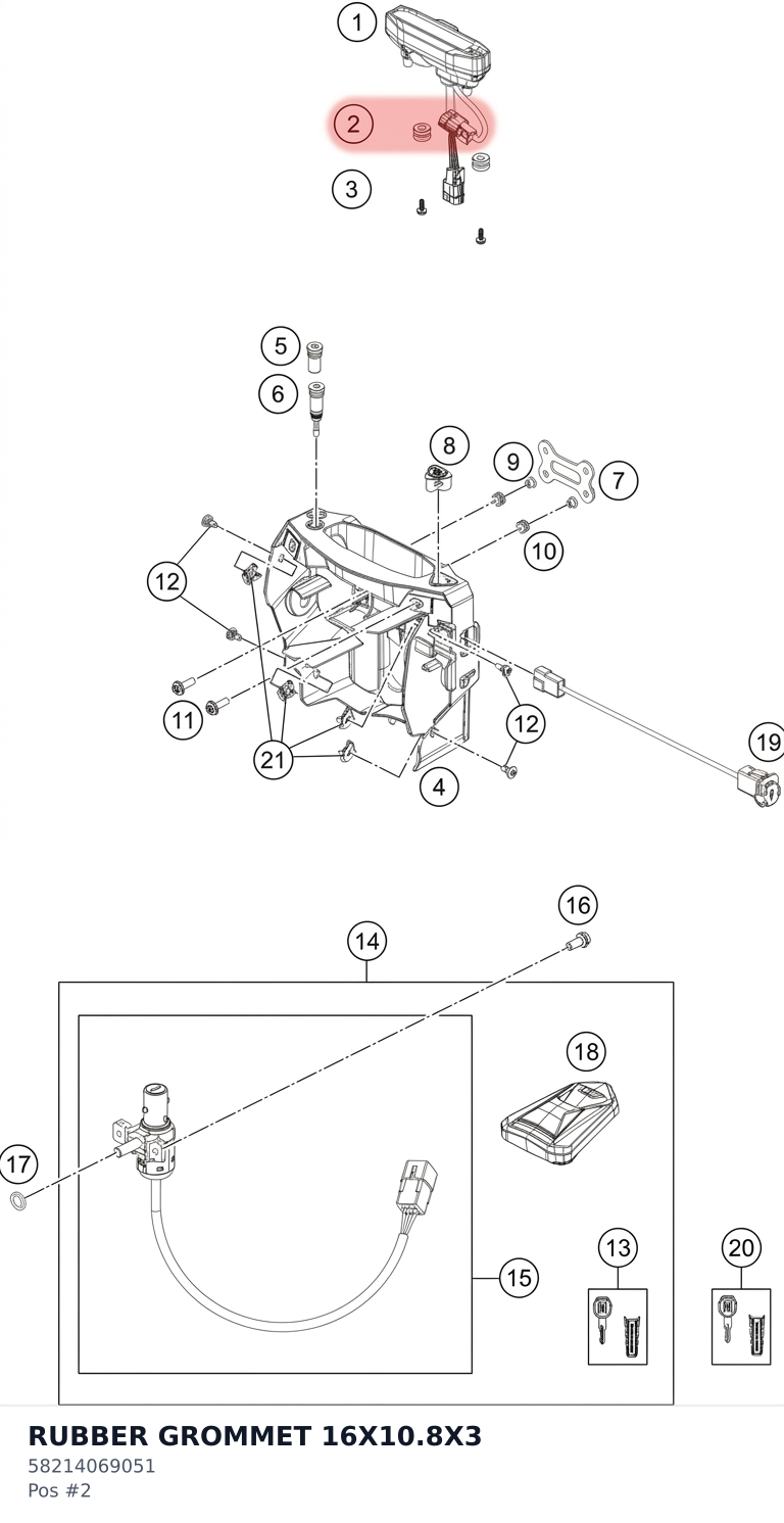 Diagram preview: RUBBER GROMMET 16X10.8X3 (58214069051)