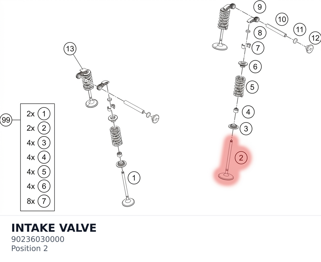 Diagram preview: INTAKE VALVE (90236030000)