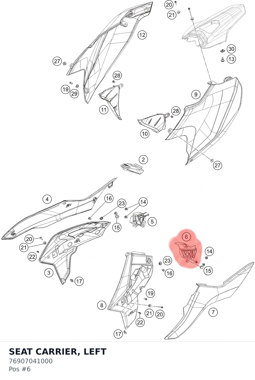 Diagram preview: SEAT CARRIER, LEFT (76907041000)