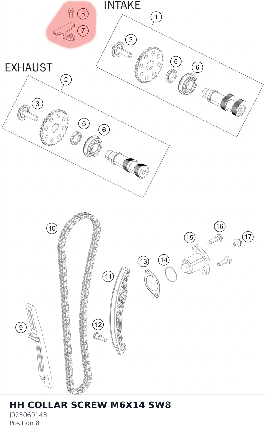 Diagram preview: HH COLLAR SCREW M6X14 SW8 (J025060143)