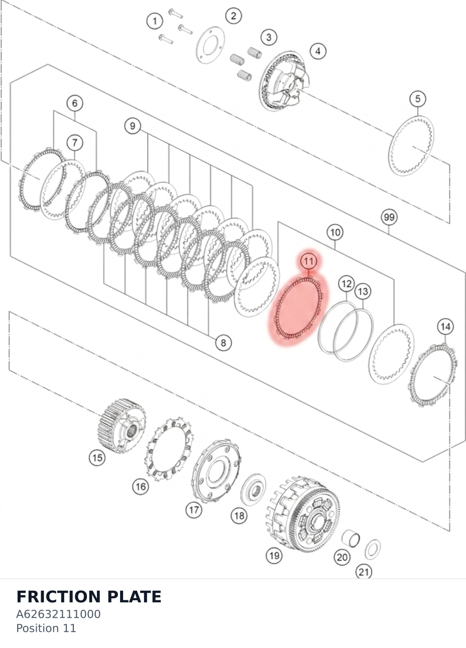 Diagram preview: FRICTION PLATE (A62632111000)