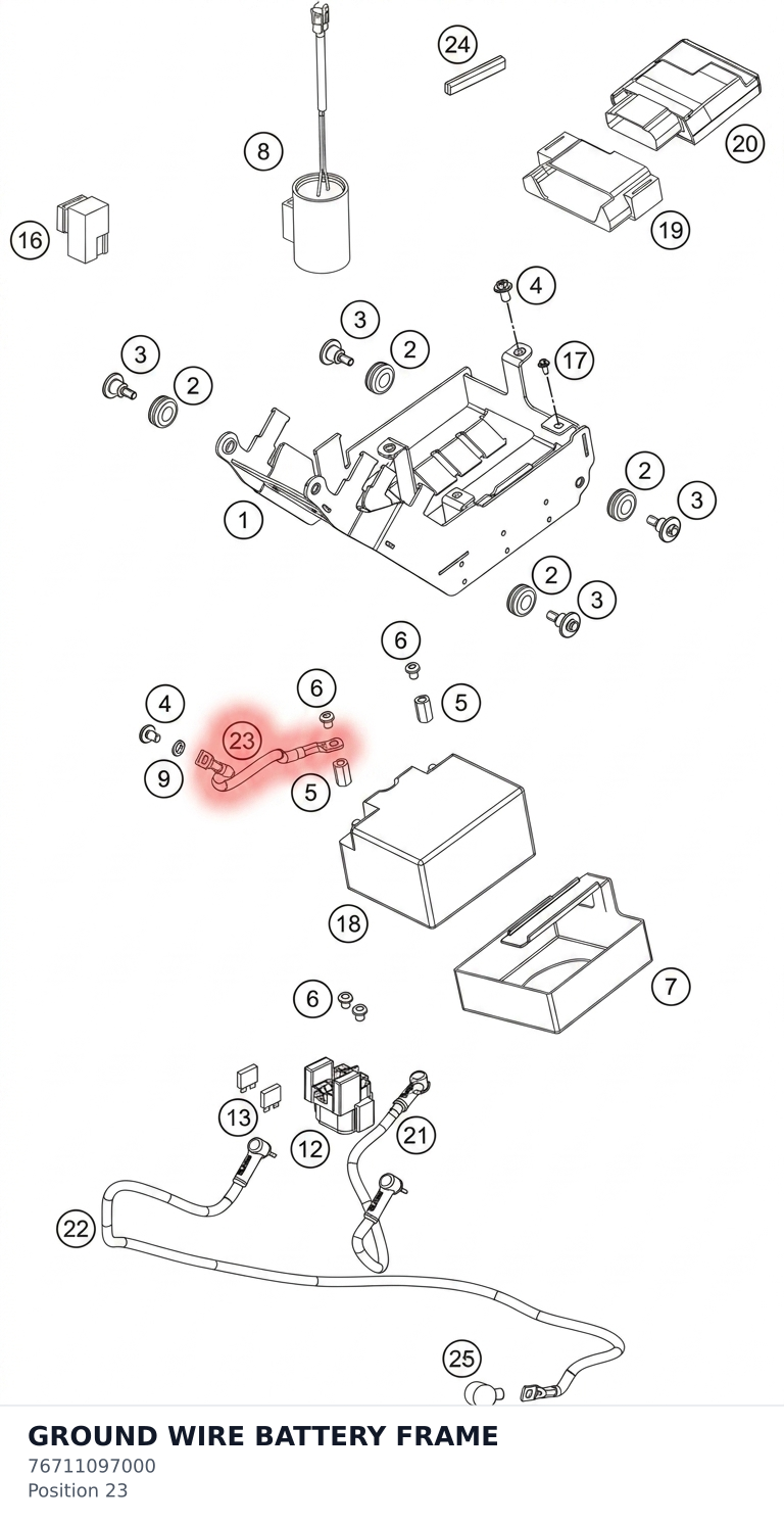 Diagram preview: GROUND WIRE BATTERY FRAME (76711097000)