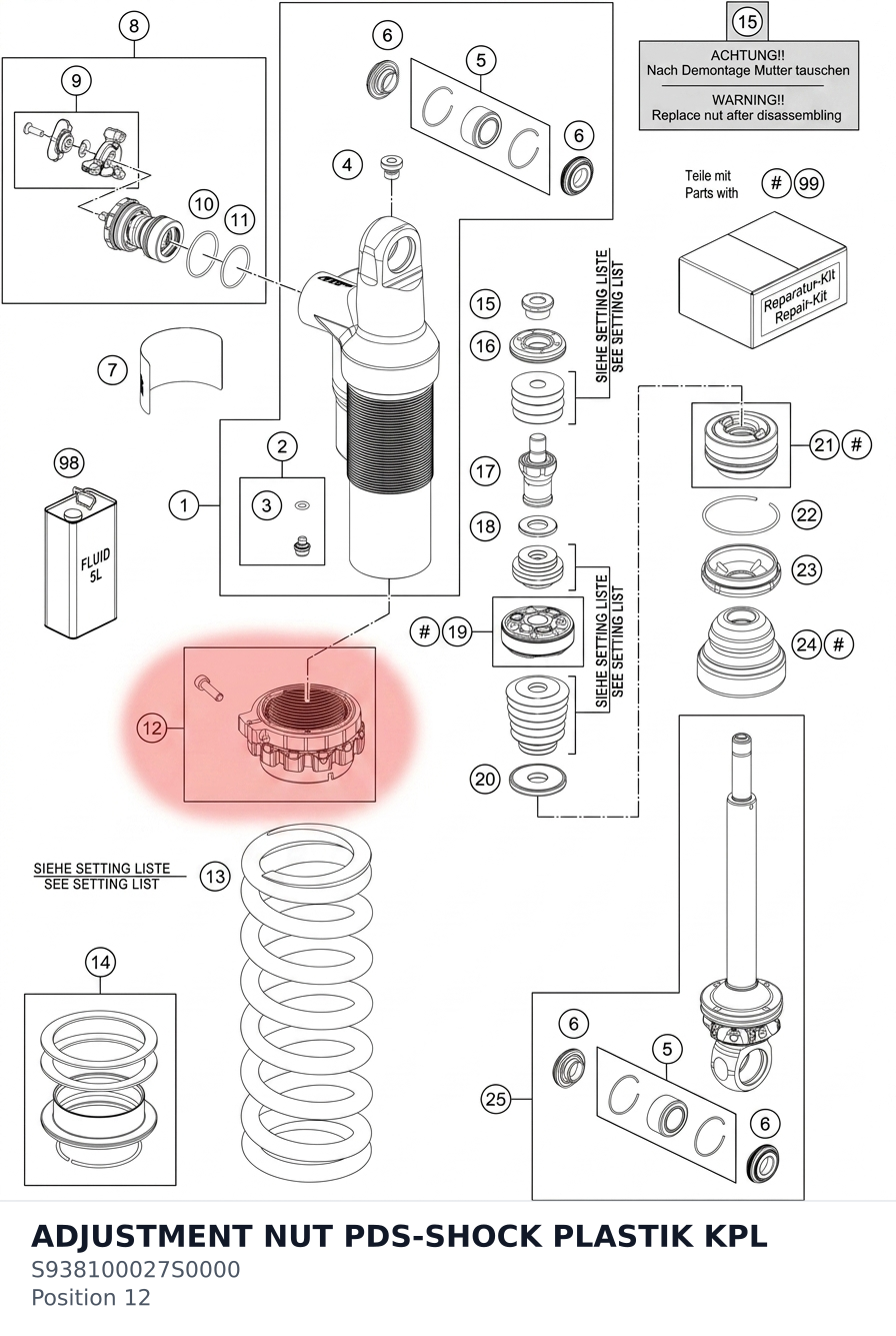 Diagram preview: ADJUSTMENT NUT PDS-SHOCK PLASTIK KPL (S938100027S0000)