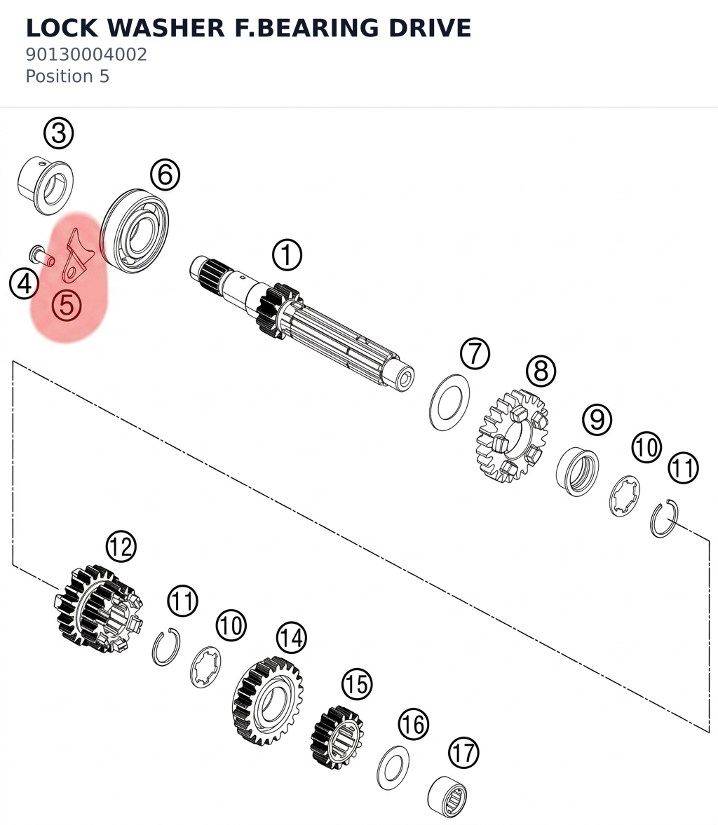 Diagram preview: LOCK WASHER F.BEARING DRIVE (90130004002)