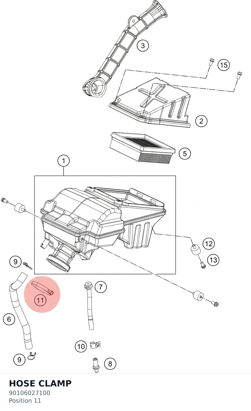 Diagram preview: HOSE CLAMP (90106027100)