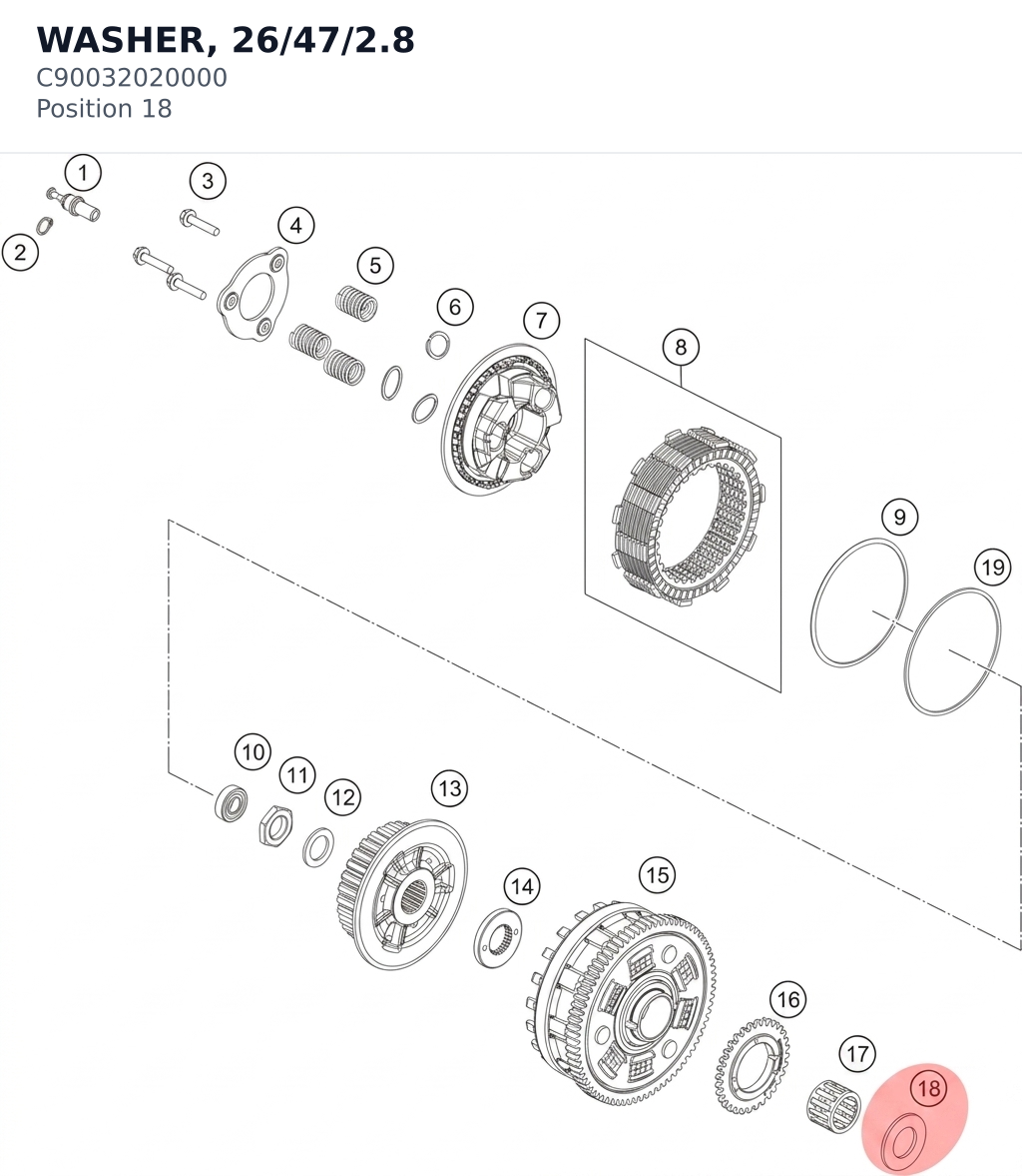 Diagram preview: WASHER, 26/47/2.8 (C90032020000)