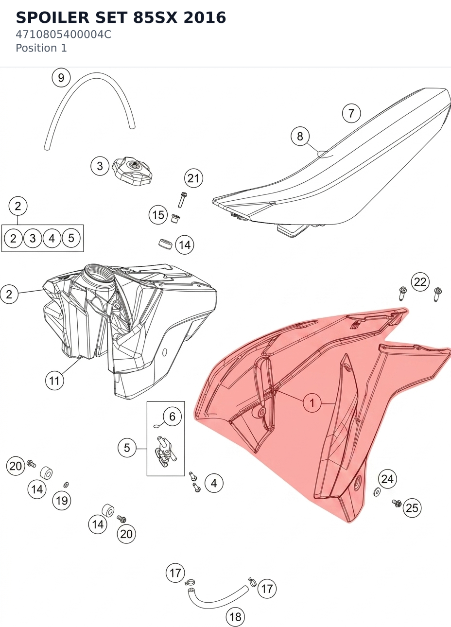 Diagram preview: SPOILER SET 85SX 2016 (4710805400004C)