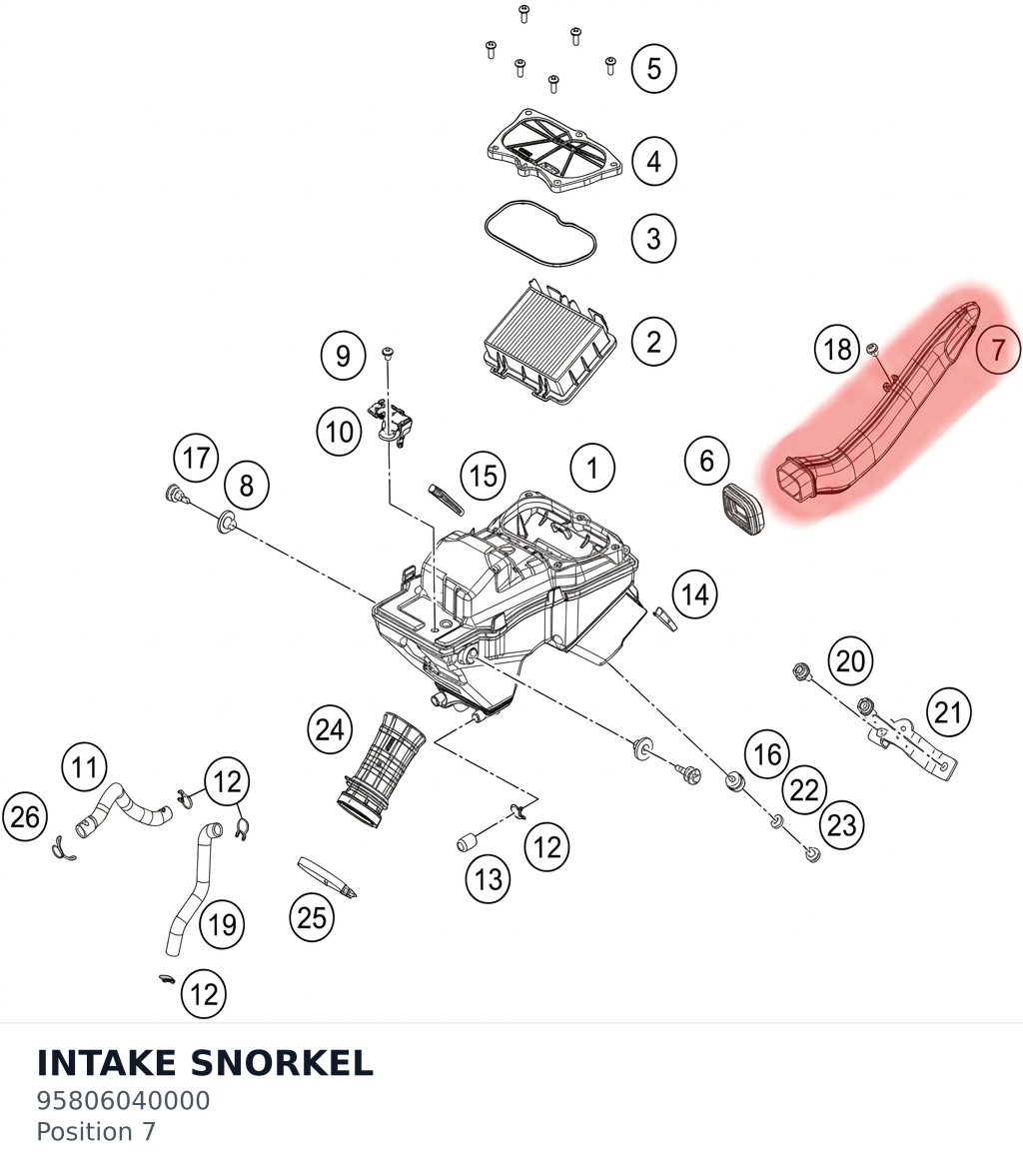 Diagram preview: INTAKE SNORKEL (95806040000)